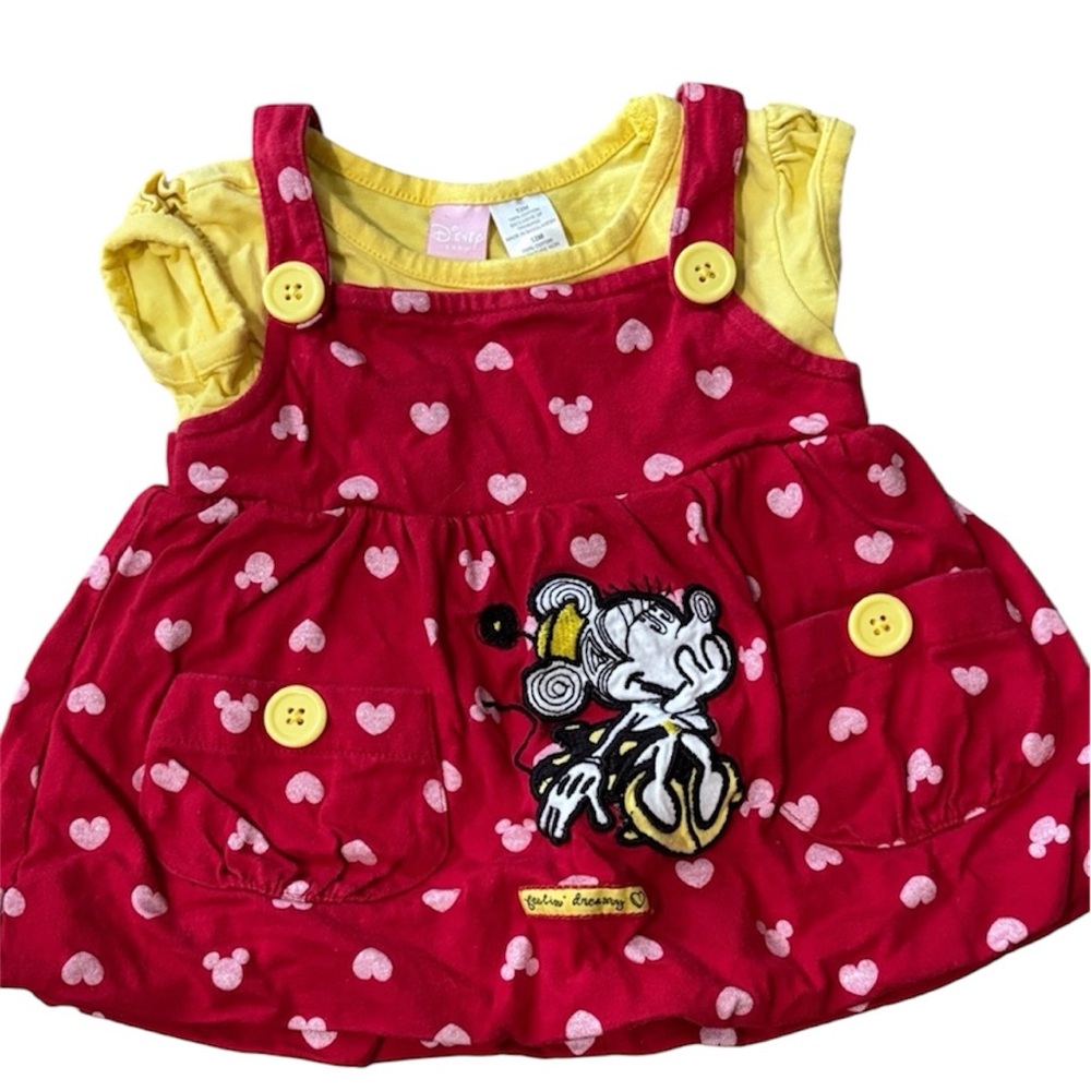 🟠Disney Red and Yellow Baby Top with Heart and Mickey Design